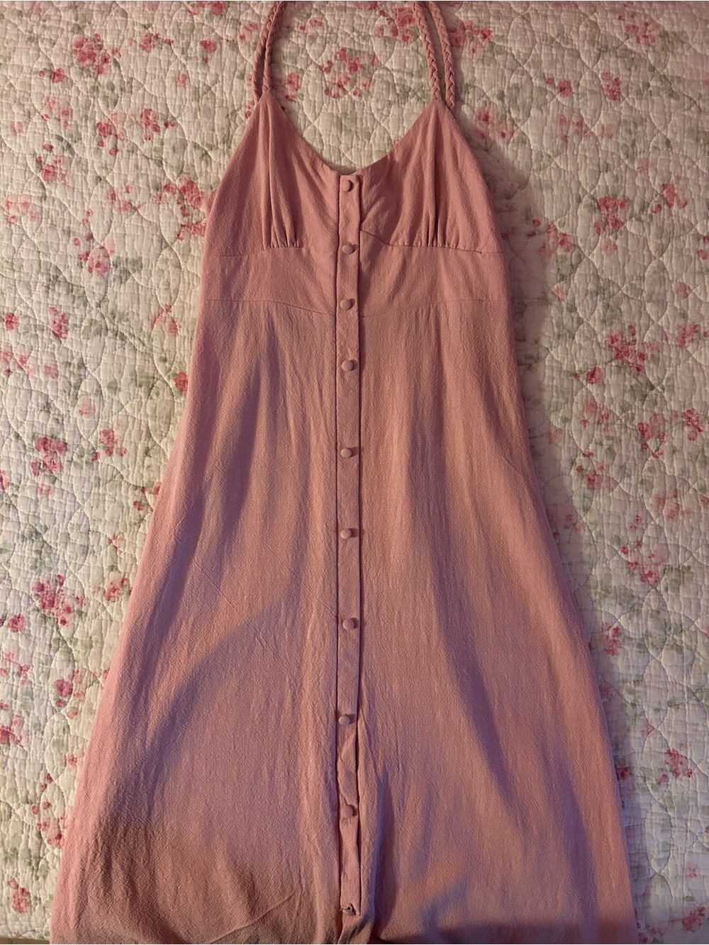 Linen Blend Pink Summer Dress
